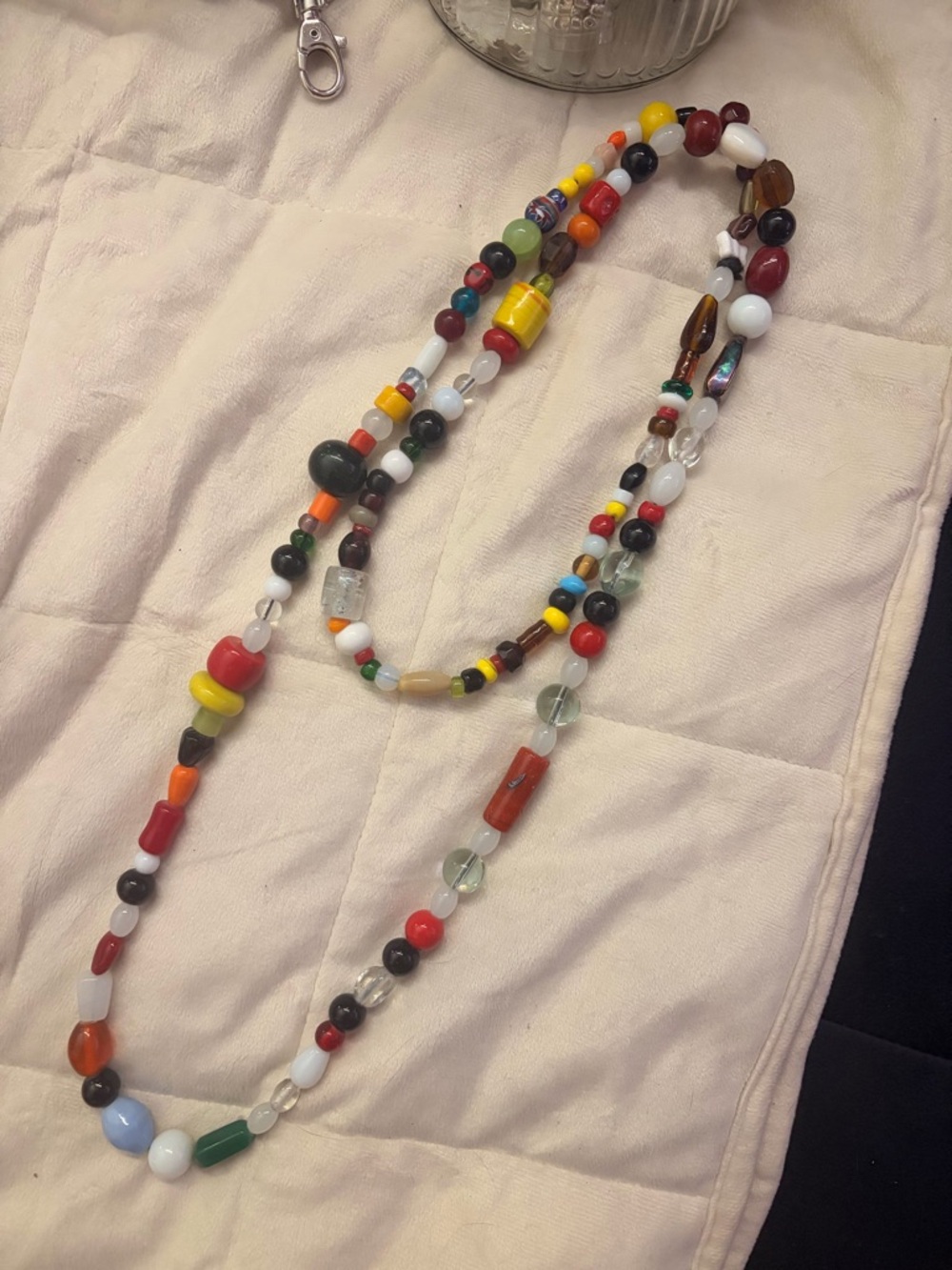 Multi-Color Beaded Women's Necklace - Colorful Glass Beads
